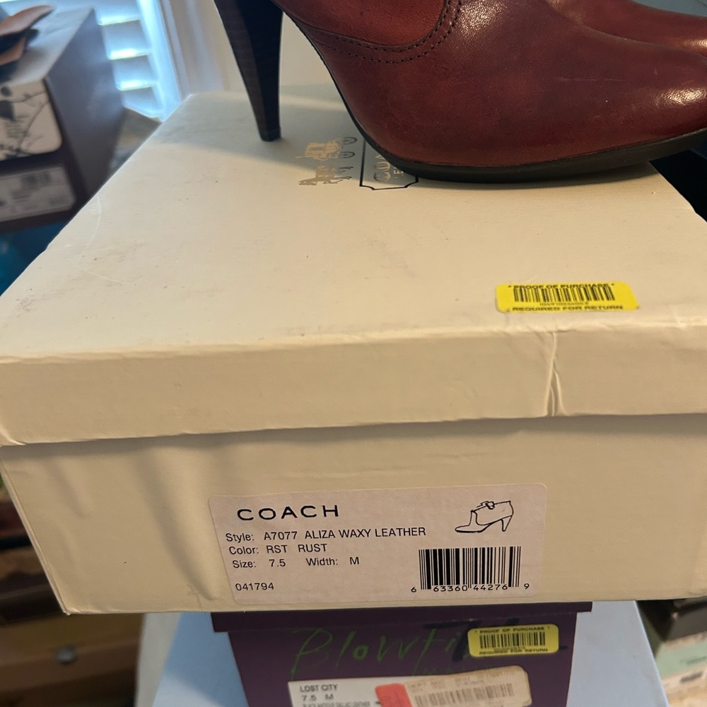 Coach Burgundy Heeled Boots - Picture 2 of 4